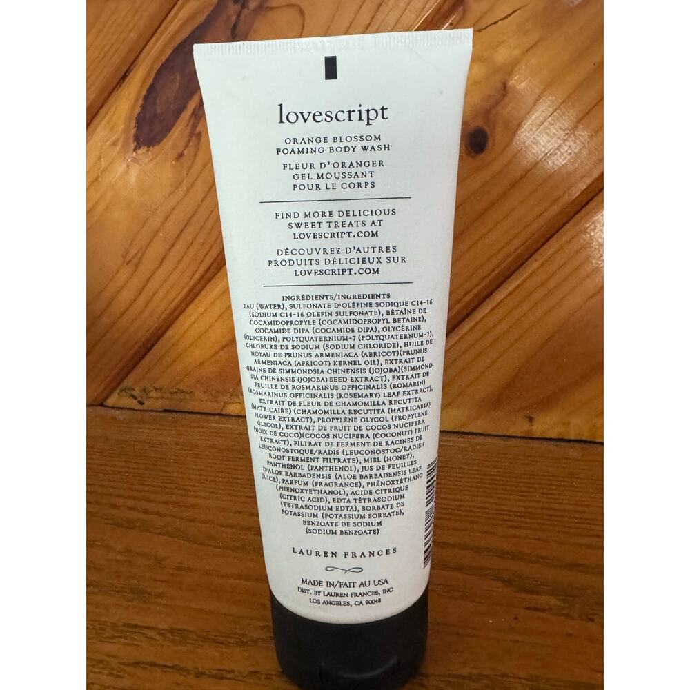 NWT Lovescript Orange Blossom Foaming Body Wash 6 oz Lauren Frances DISCONTINUED - Picture 2 of 6